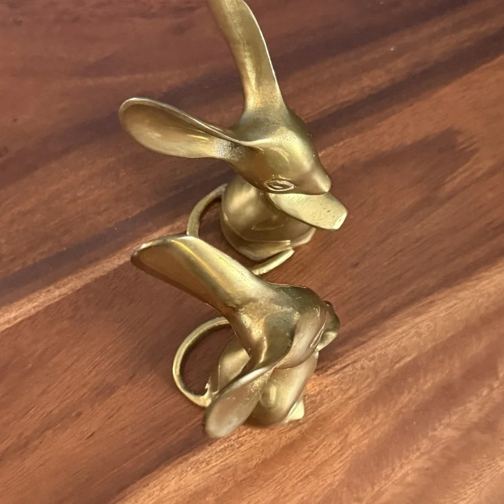 Vintage Brass Mouse Figurines Pair‎ Big Ears Cottage Woodland Decor Fairy Witchy